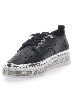Scarpe Stringate Nere con Strass Cafè Cost 23011