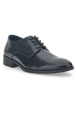 Scarpe Stringate Nere Con Trama Effetto Lucido Johes Land 178284