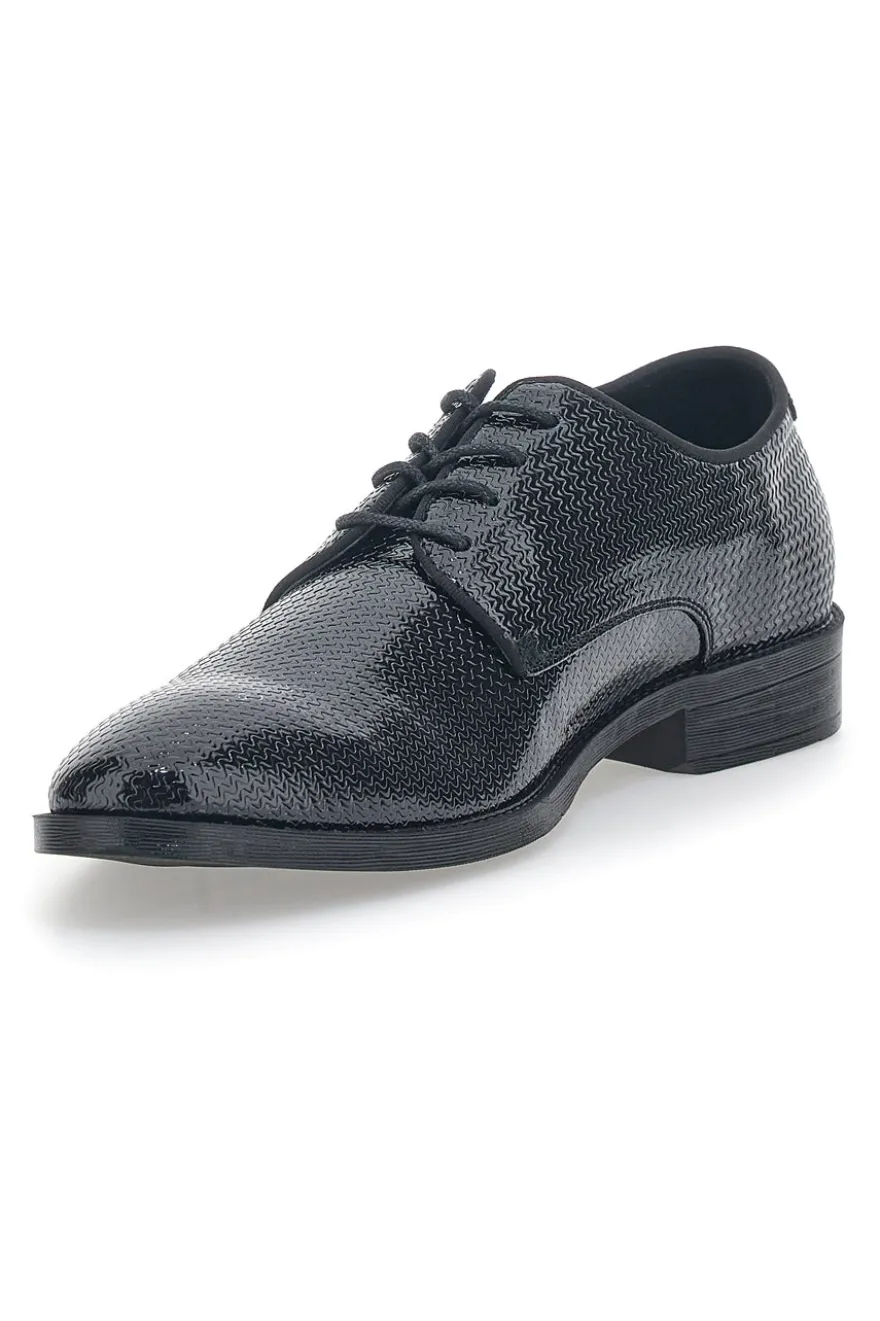 Scarpe Stringate Nere Con Trama Effetto Lucido Johes Land 178284