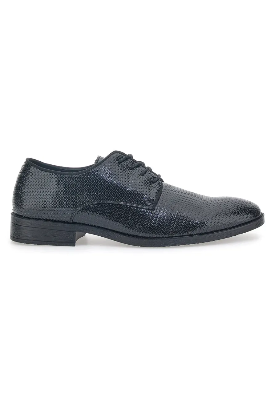Scarpe Stringate Nere Con Trama Effetto Lucido Johes Land 178284