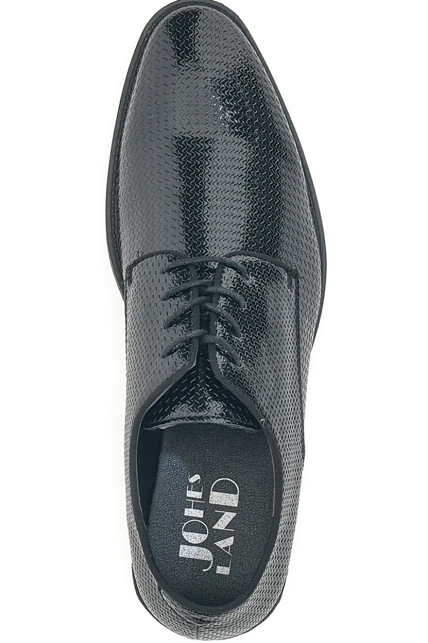 Scarpe Stringate Nere Con Trama Effetto Lucido Johes Land 178284