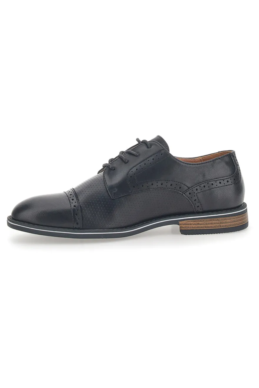 Scarpe Stringate Nere Con Ricamo All'Inglese Johes Land 188352