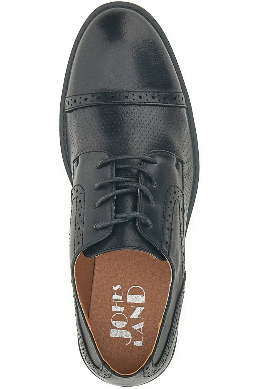 Scarpe Stringate Nere Con Ricamo All'Inglese Johes Land 188352