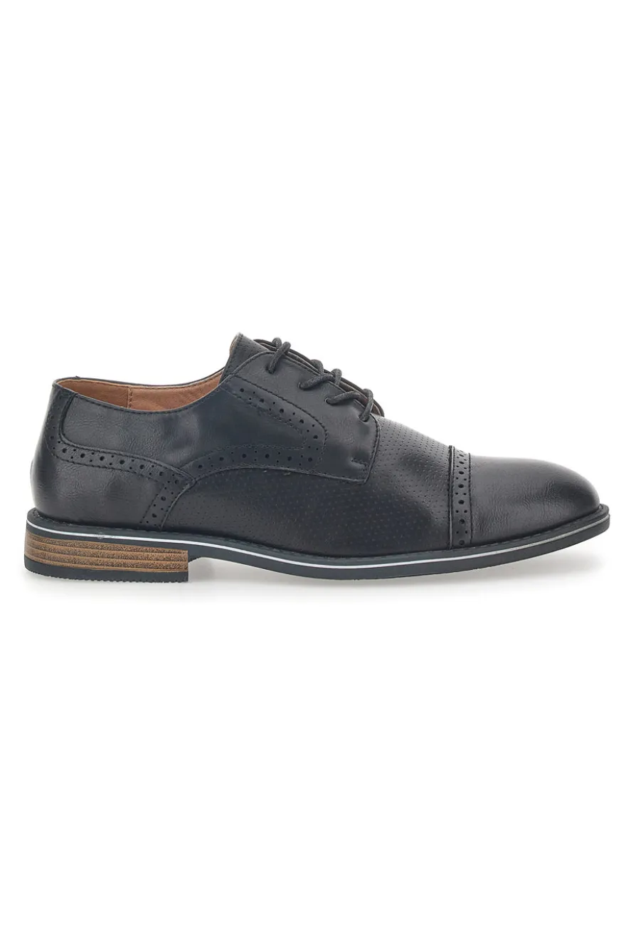 Scarpe Stringate Nere Con Ricamo All'Inglese Johes Land 188352