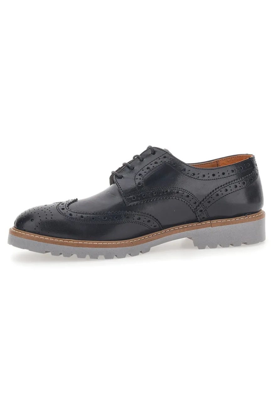 Scarpe Stringate Nere Con Impuntura Longford 596