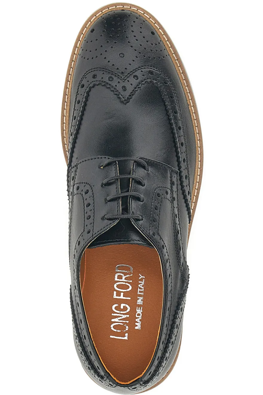 Scarpe Stringate Nere Con Impuntura Longford 596