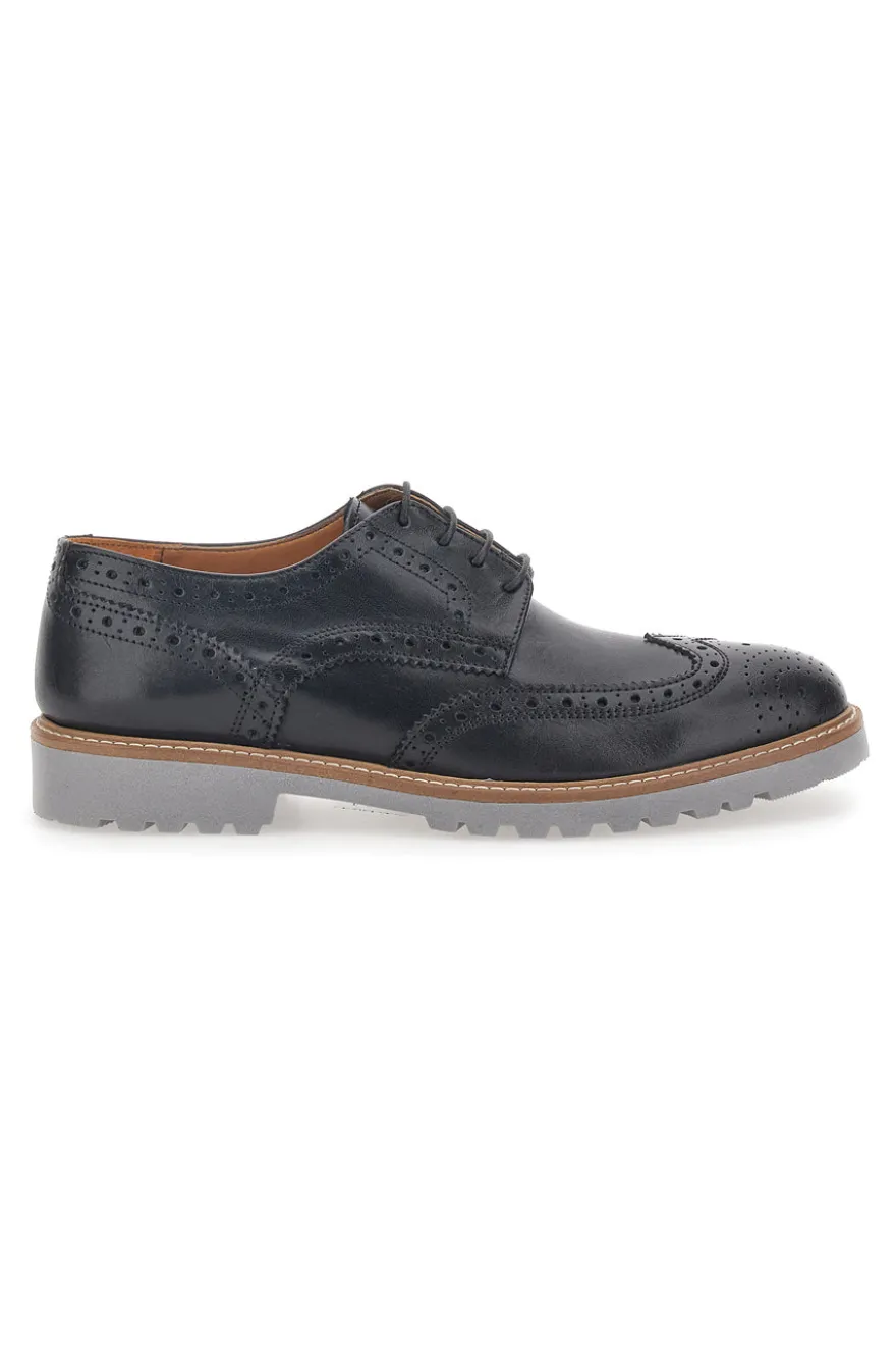 Scarpe Stringate Nere Con Impuntura Longford 596