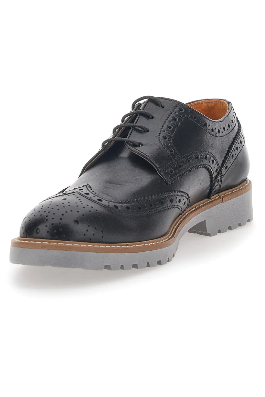 Scarpe Stringate Nere Con Impuntura Longford 596