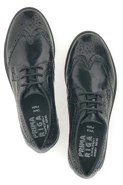 Scarpe Stringate Nere Ecofriendly in Vera Pelle con Lavorazione Prima Riga 707