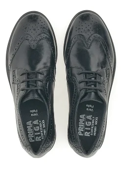 Scarpe Stringate Nere Ecofriendly in Vera Pelle con Lavorazione Prima Riga 707