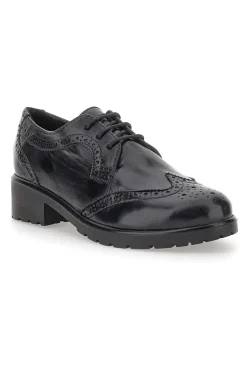 Scarpe Stringate Nere Ecofriendly in Vera Pelle con Lavorazione Prima Riga 707