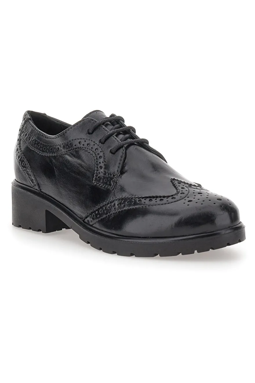 Scarpe Stringate Nere Ecofriendly in Vera Pelle con Lavorazione Prima Riga 707