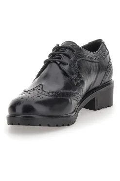 Scarpe Stringate Nere Ecofriendly in Vera Pelle con Lavorazione Prima Riga 707