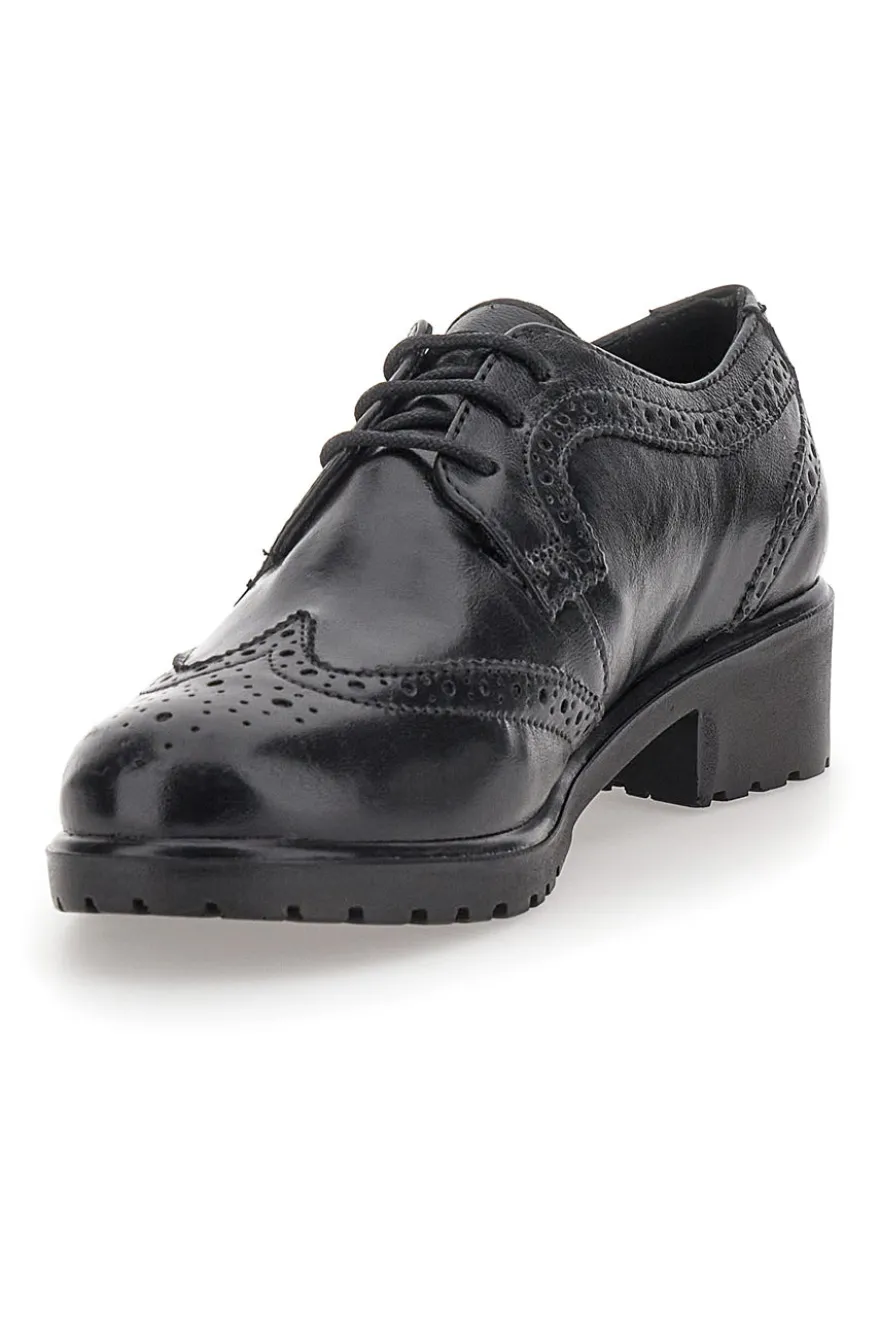 Scarpe Stringate Nere Ecofriendly in Vera Pelle con Lavorazione Prima Riga 707