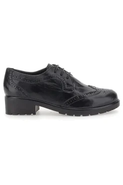 Scarpe Stringate Nere Ecofriendly in Vera Pelle con Lavorazione Prima Riga 707