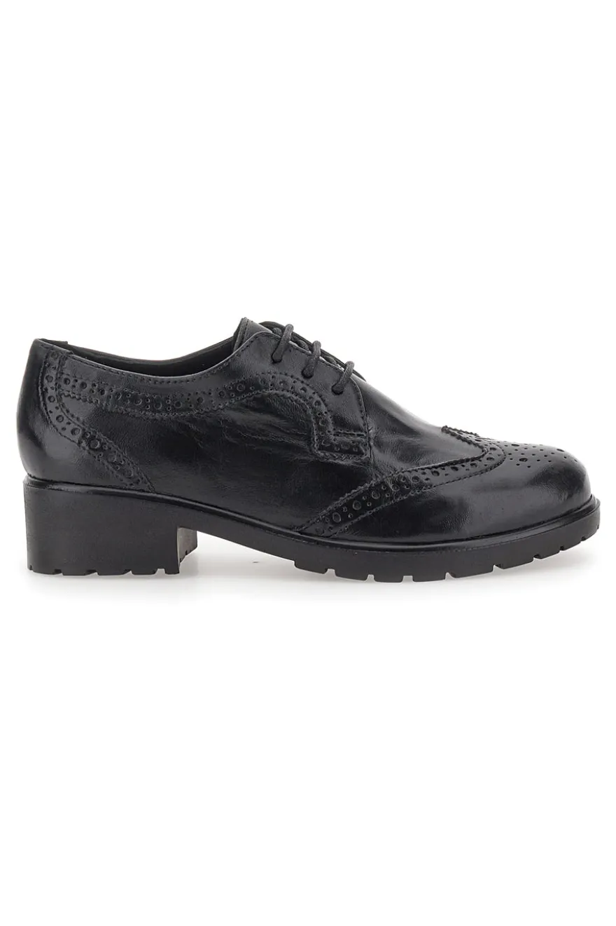 Scarpe Stringate Nere Ecofriendly in Vera Pelle con Lavorazione Prima Riga 707