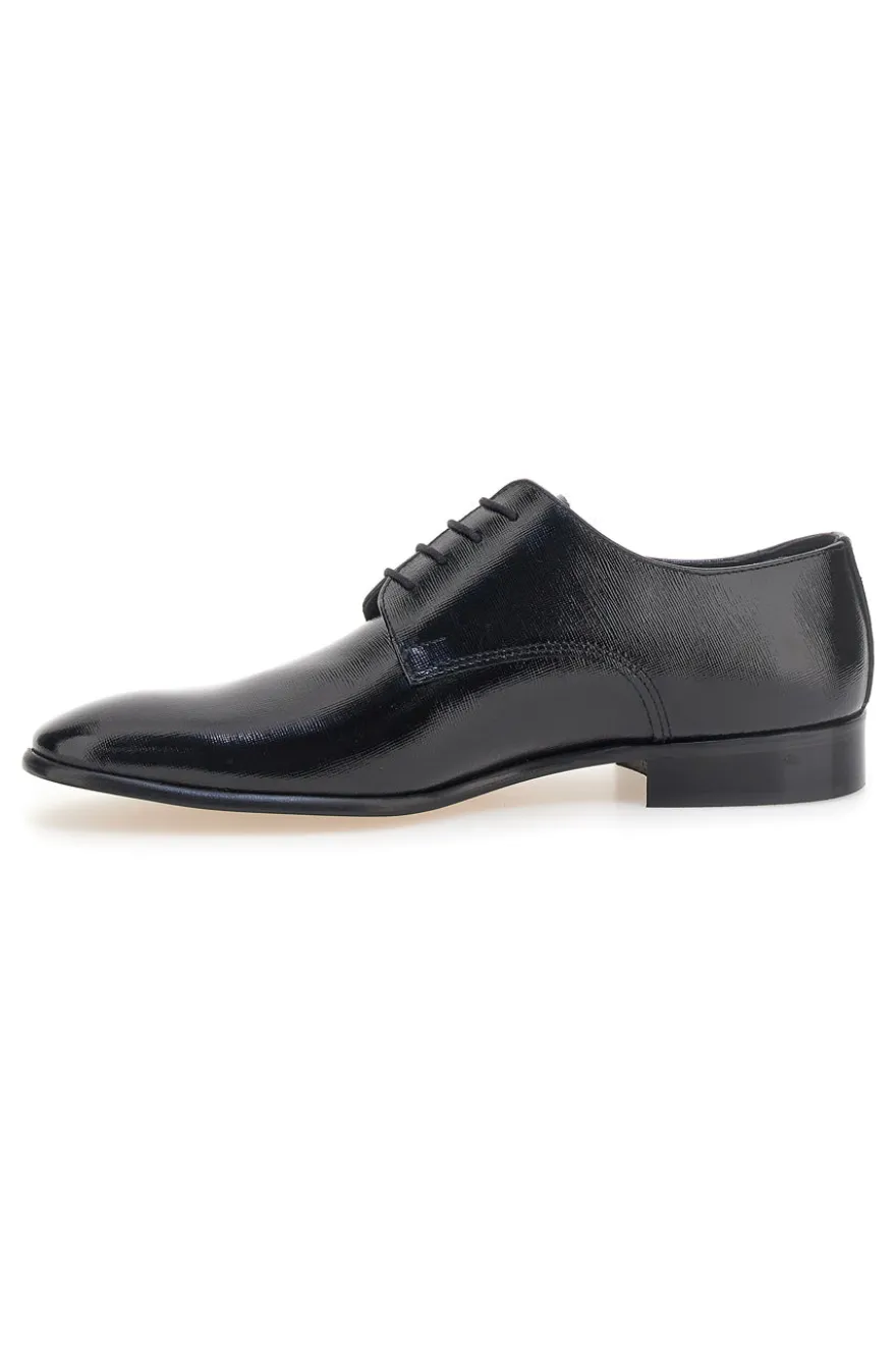 Scarpe stringate nere in vera pelle Made in Italy con suola in cuoio Pittarello 1720