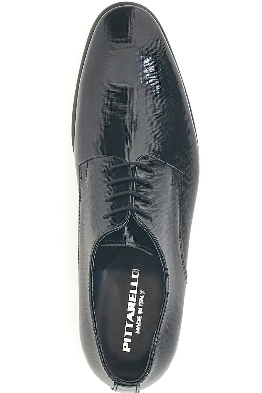 Scarpe stringate nere in vera pelle Made in Italy con suola in cuoio Pittarello 1720
