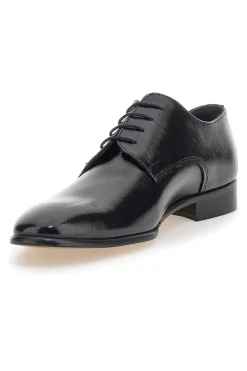 Scarpe stringate nere in vera pelle Made in Italy con suola in cuoio Pittarello 1720