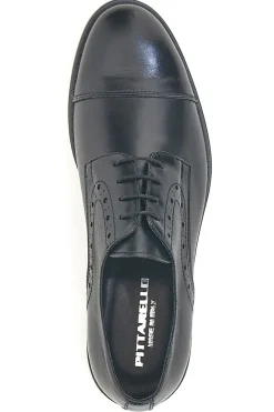 Scarpe stringate nere in pelle con suola in cuoio made in Italy Pittarello 7715