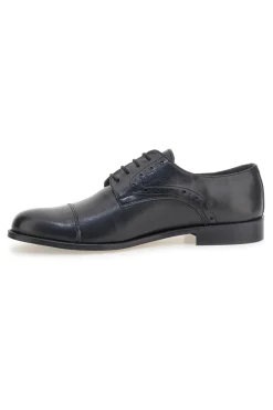 Scarpe stringate nere in pelle con suola in cuoio made in Italy Pittarello 7715
