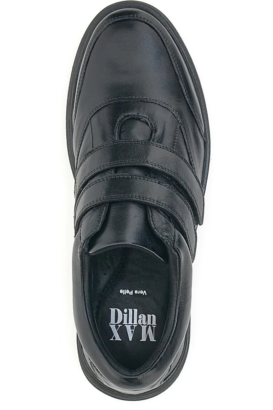 Scarpe Stringate Nere in Pelle Con Strappo Max Dillan