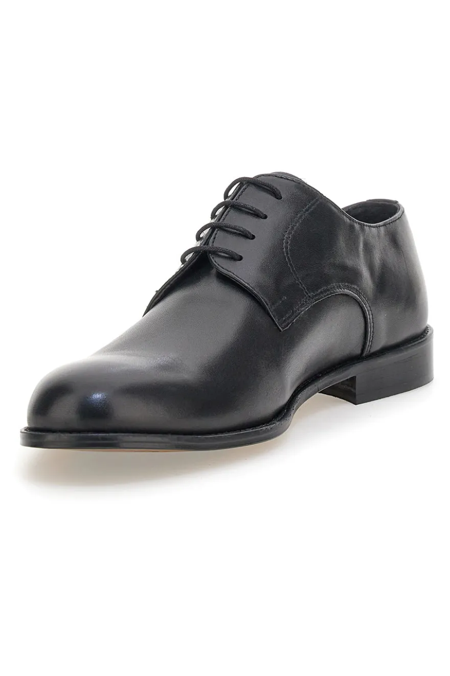 Scarpe stringate nere in pelle con suola in cuoio made in Italy Pittarello 7720