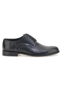 Scarpe stringate nere in pelle con suola in cuoio made in Italy Pittarello 7720