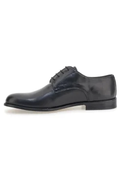 Scarpe stringate nere in pelle con suola in cuoio made in Italy Pittarello 7720