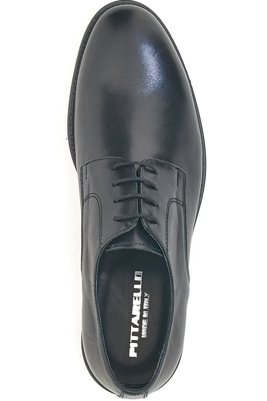 Scarpe stringate nere in pelle con suola in cuoio made in Italy Pittarello 7720