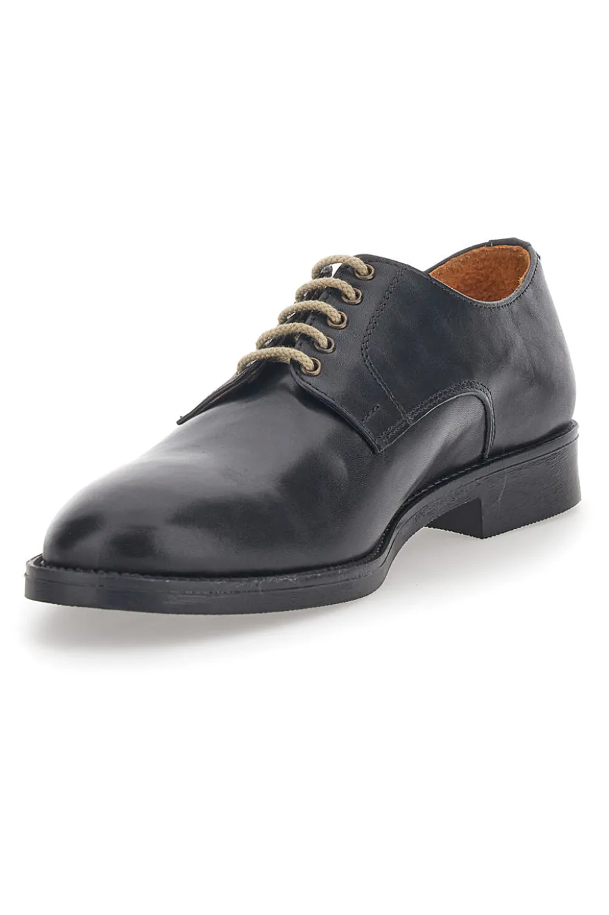 Scarpe Stringate Nere In Vera Pelle Longford 712