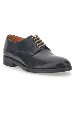 Scarpe Stringate Nere In Vera Pelle Longford 712