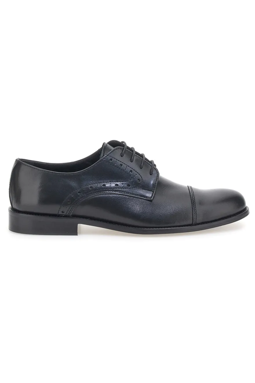 Scarpe Stringate Nere In Vera Pelle Made In Italy Pittarello 7715