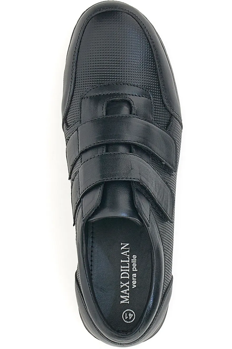 Scarpe Stringate Nero In Vera Pelle Doppio Strappo Max Dillan 458