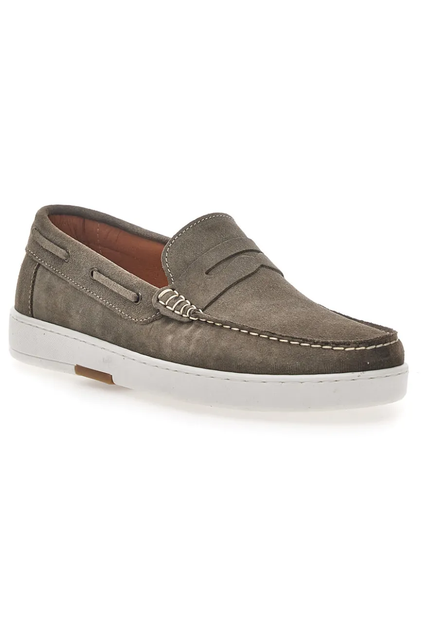 Scarpe Stringate Taupe In Vera Pelle Scamosciata Max Dillan 420