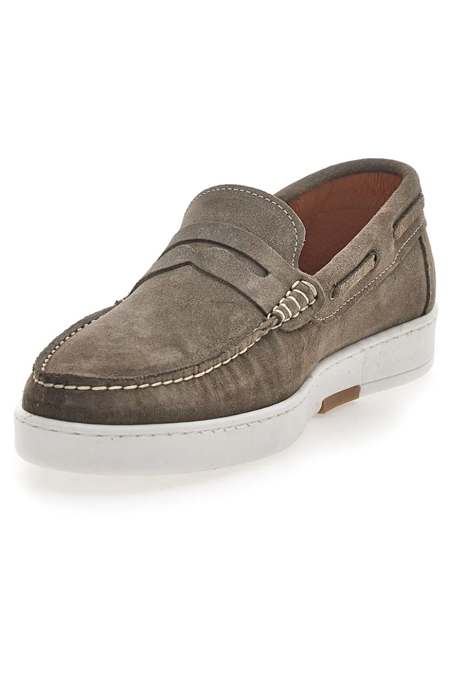 Scarpe Stringate Taupe In Vera Pelle Scamosciata Max Dillan 420