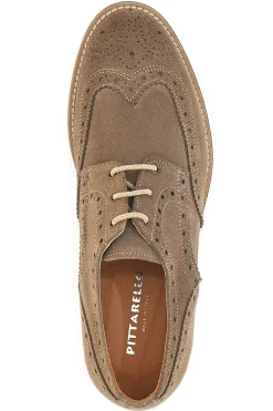 Scarpe Stringate Taupe In Vera Pelle Made In Italy Pittarello 0723