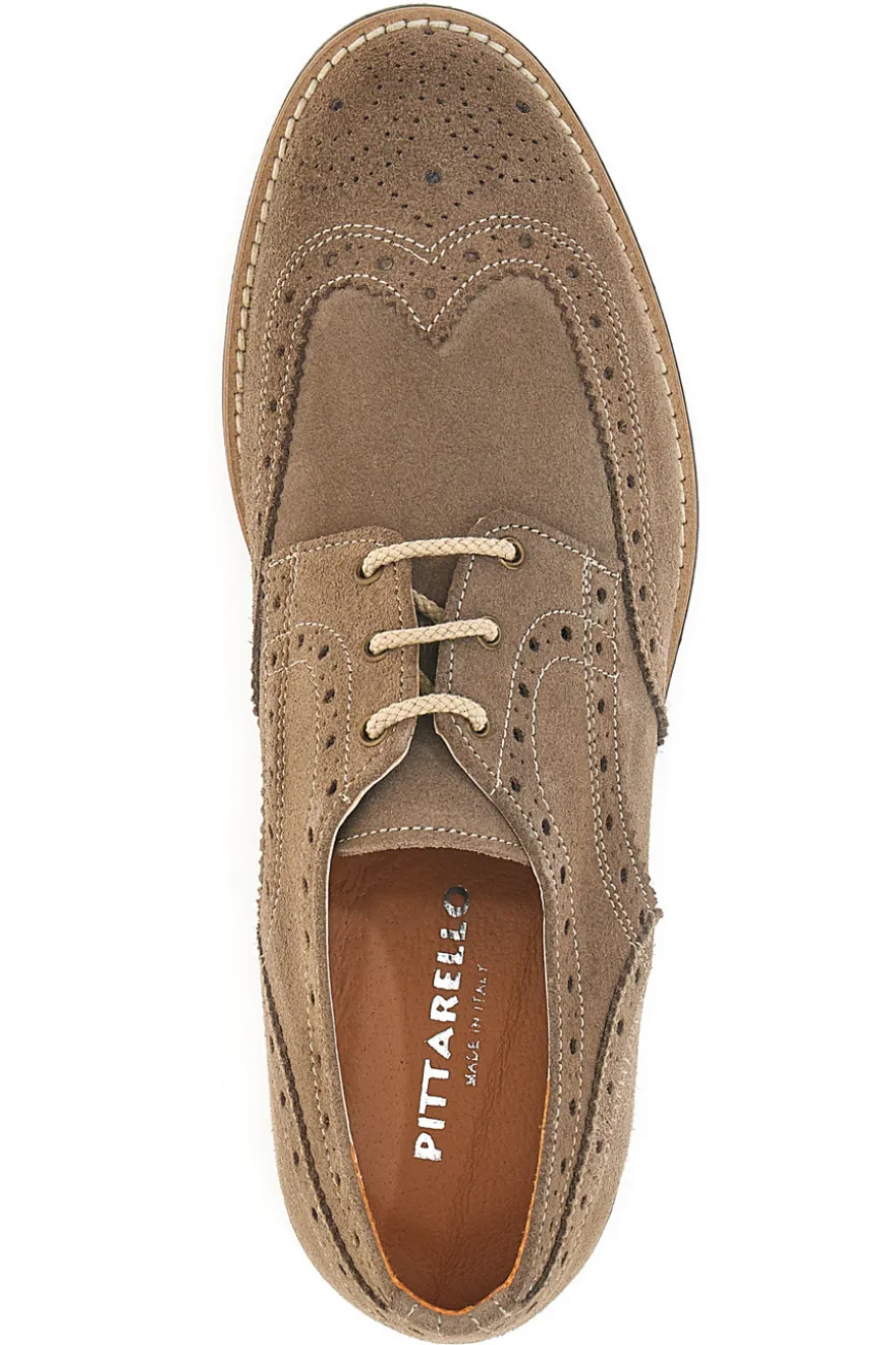Scarpe Stringate Taupe In Vera Pelle Made In Italy Pittarello 0723