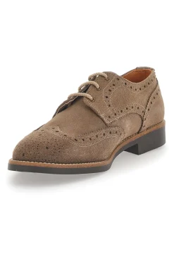 Scarpe Stringate Taupe In Vera Pelle Made In Italy Pittarello 0723