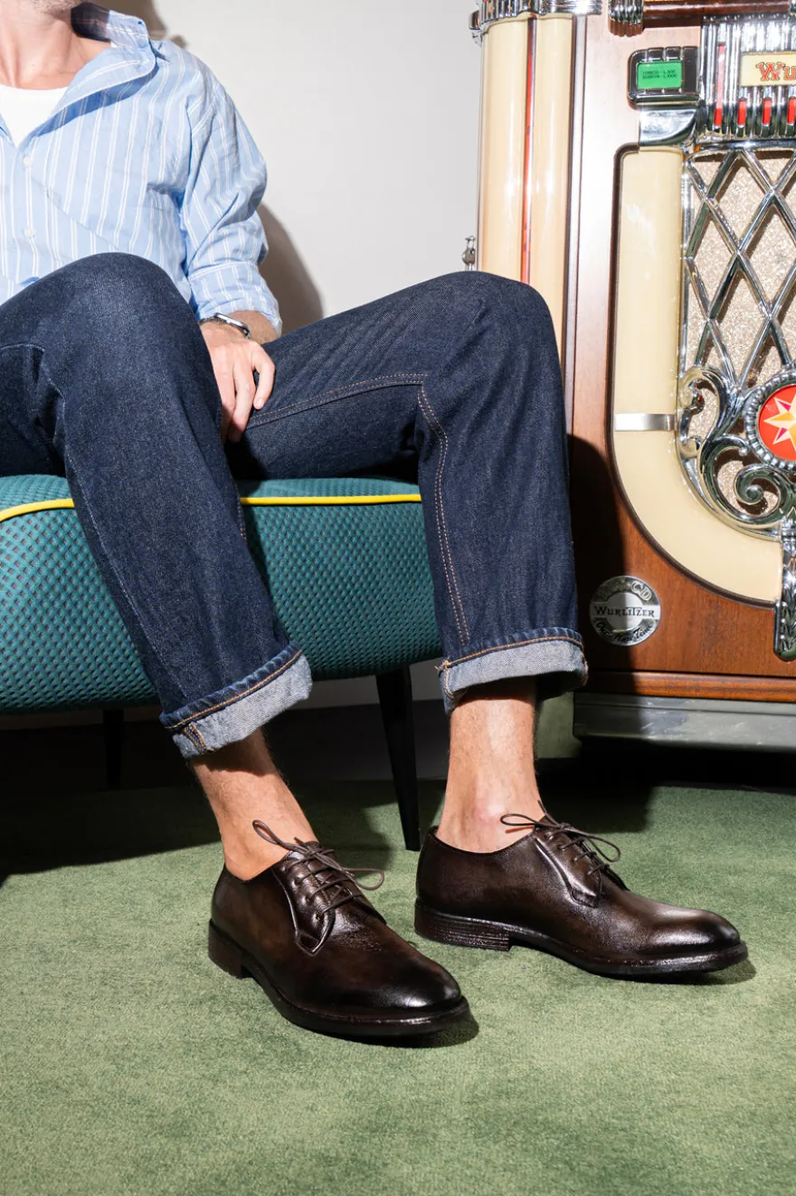 Scarpe stringate testa di moro in vera pelle eleganti Pittarello Plus 1115