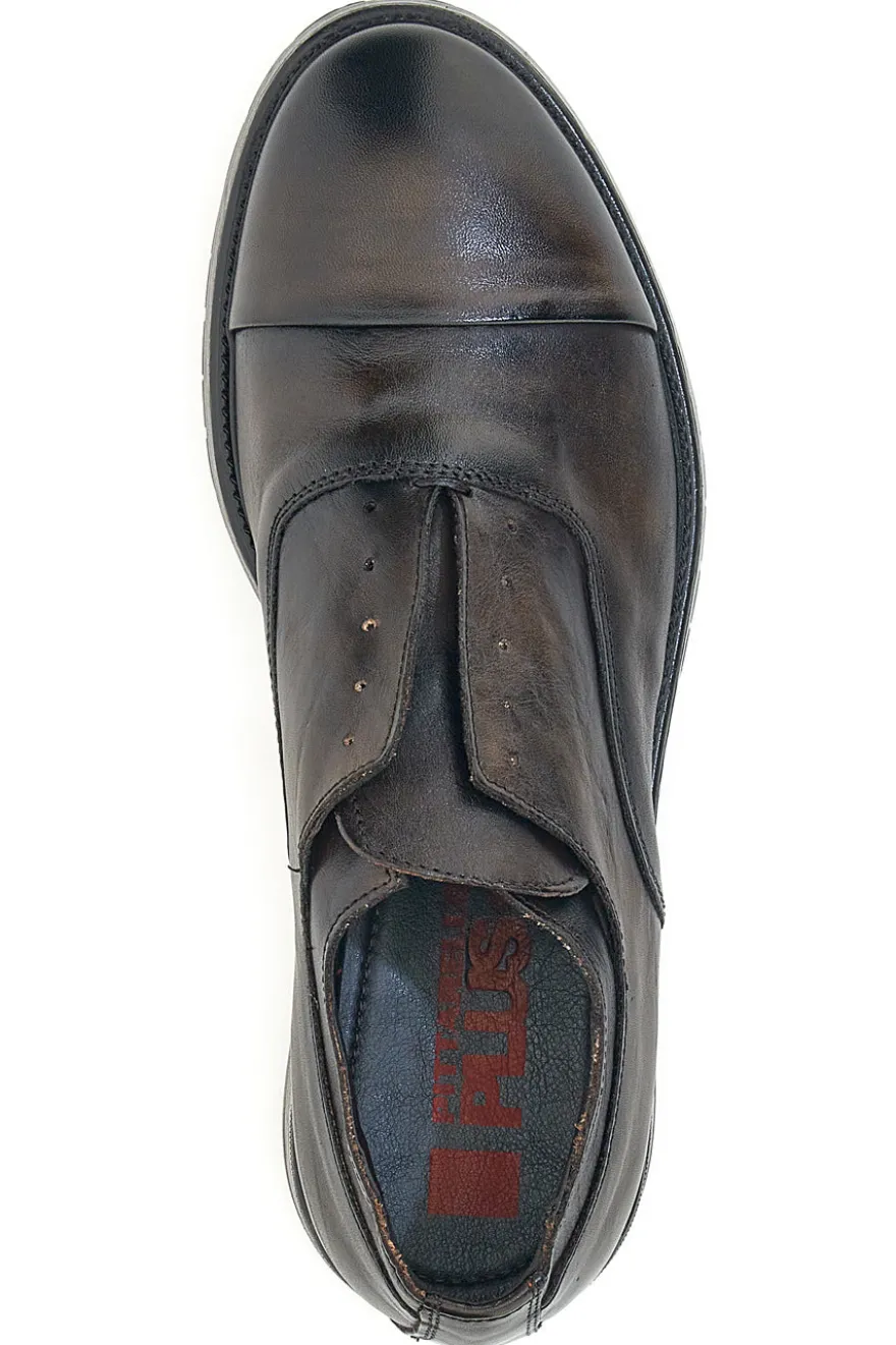 Scarpe stringate testa di moro in vera pelle con fascia elastica Pittarello Plus 1715P