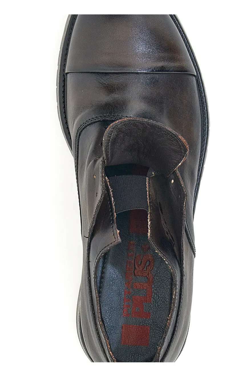 Scarpe stringate testa di moro in vera pelle con fascia elastica Pittarello Plus 1715P