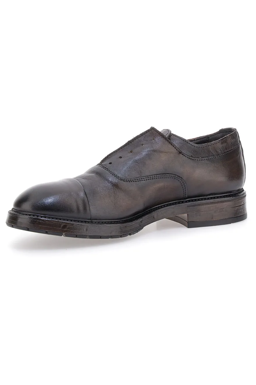 Scarpe stringate testa di moro in vera pelle con fascia elastica Pittarello Plus 1715P