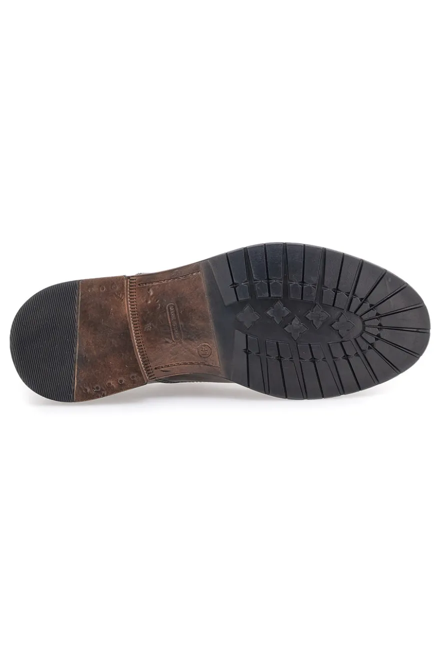 Scarpe stringate testa di moro in vera pelle con fascia elastica Pittarello Plus 1715P