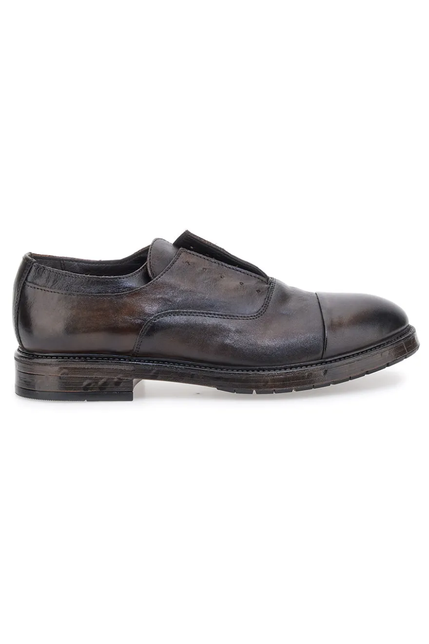 Scarpe stringate testa di moro in vera pelle con fascia elastica Pittarello Plus 1715P
