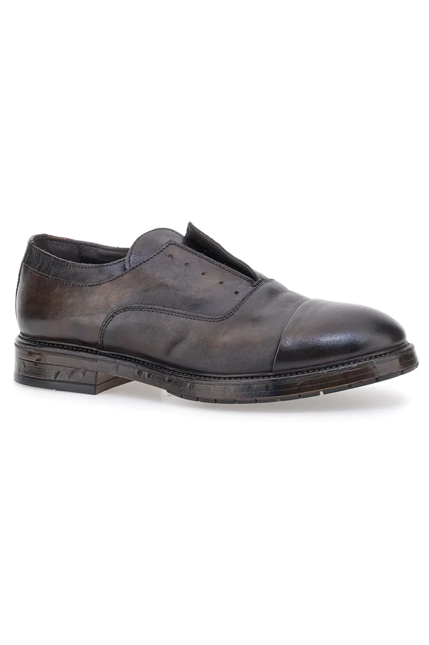 Scarpe stringate testa di moro in vera pelle con fascia elastica Pittarello Plus 1715P