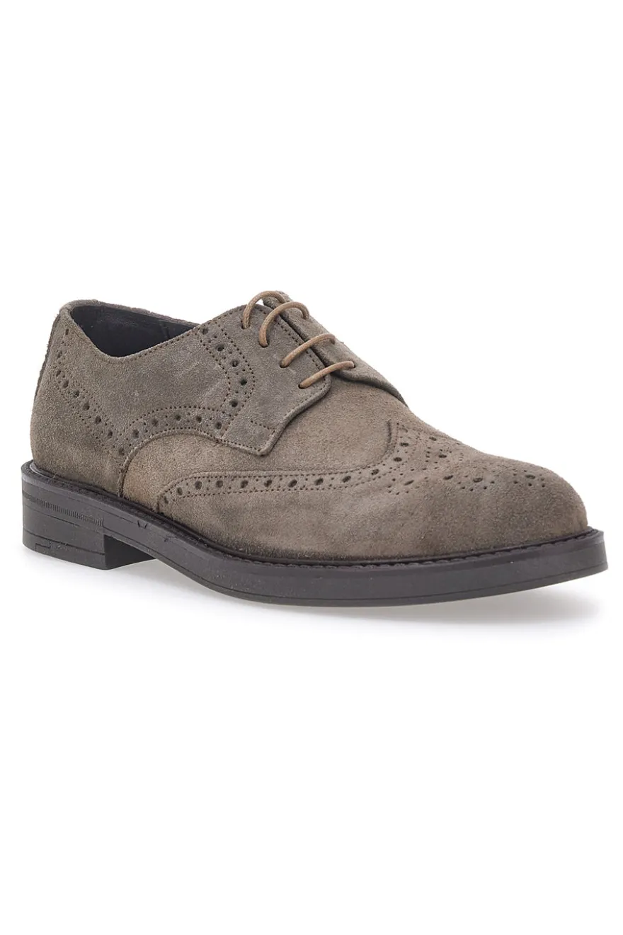 Scarpe Stringate Tortora In Pelle Scamosciata Longford 595