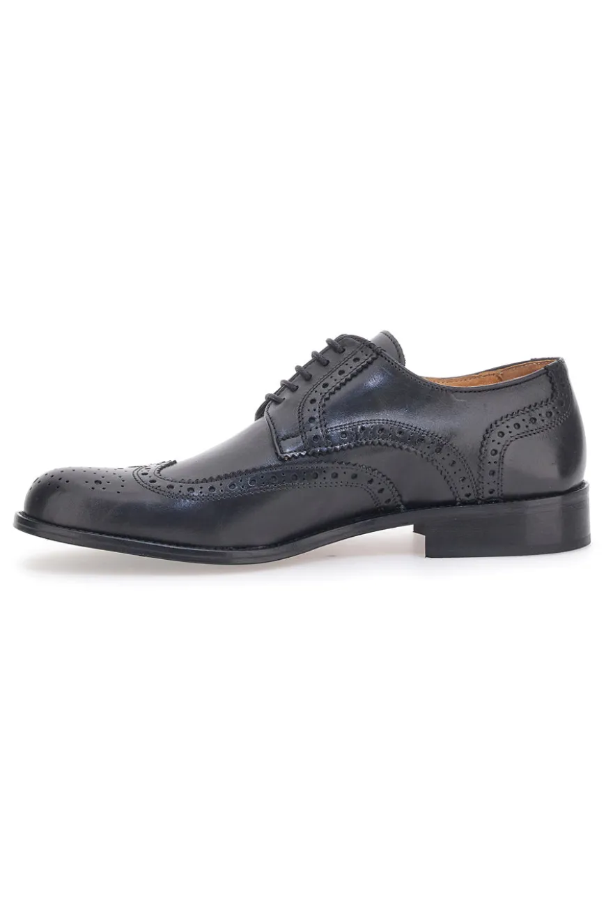Scarpe Stringate Vera Pelle Nera Pittarello Plus 610