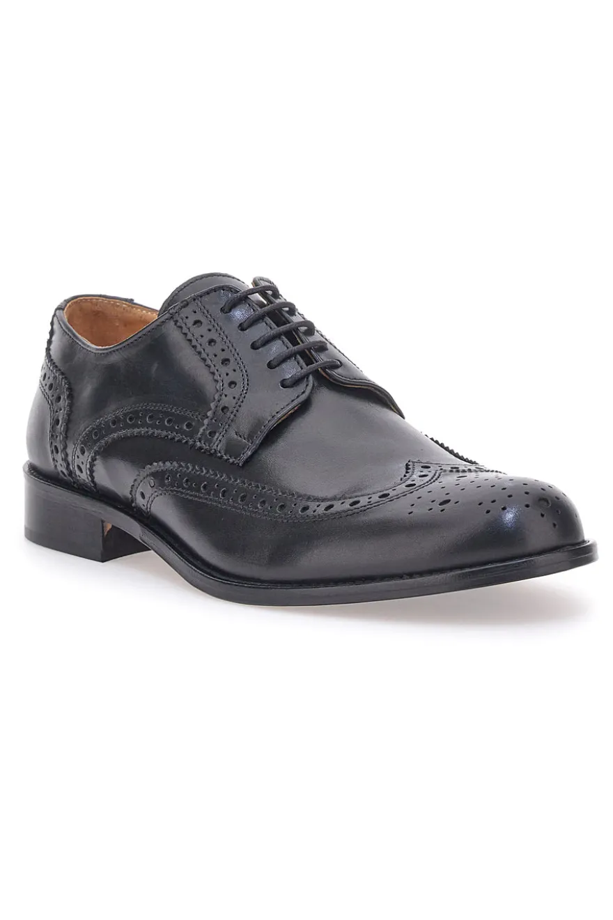 Scarpe Stringate Vera Pelle Nera Pittarello Plus 610