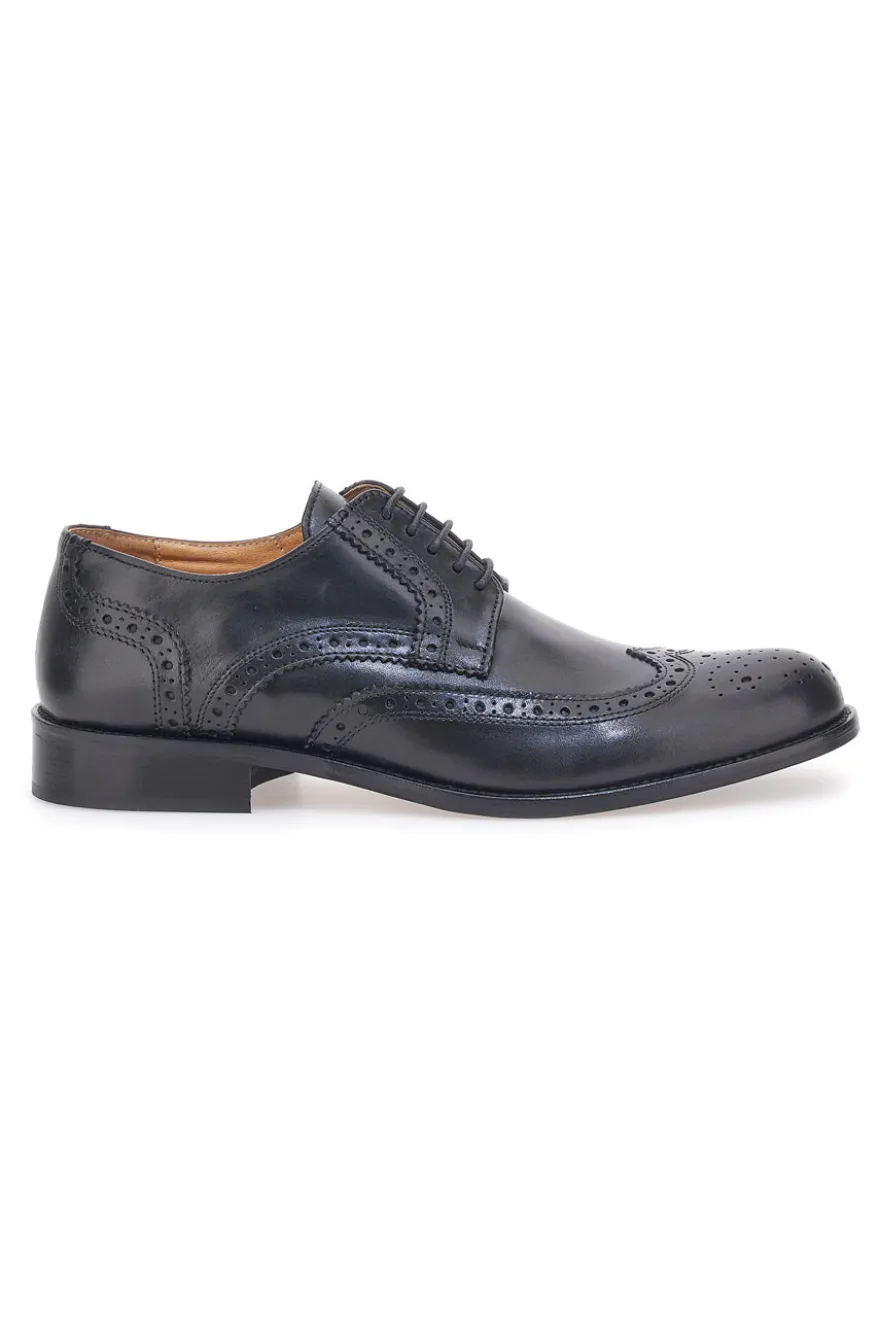 Scarpe Stringate Vera Pelle Nera Pittarello Plus 610